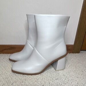 Brand New Ivory Block Heel Ankle Boots for Women